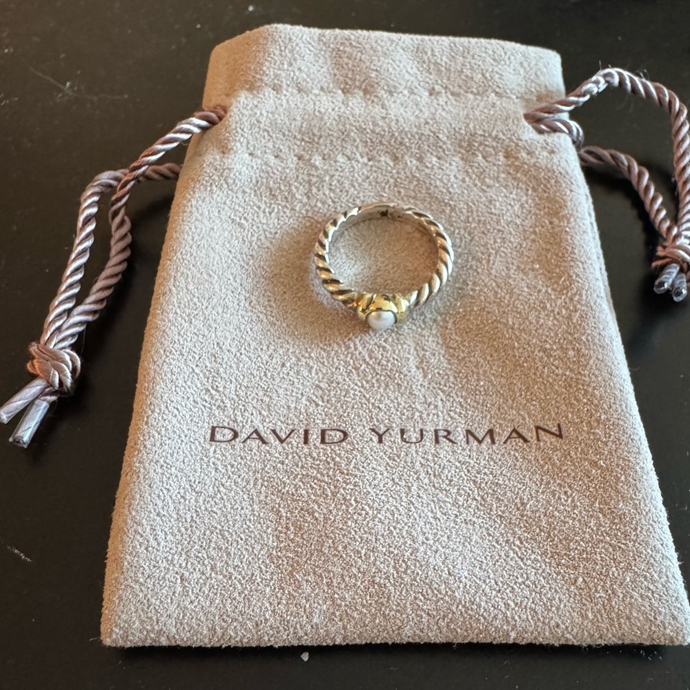 DAVID YURMAN Pearl Metro Cable Ring - Sz. 4.75. Great, worn condition!